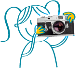 pictogramme fille avec un appareil photo